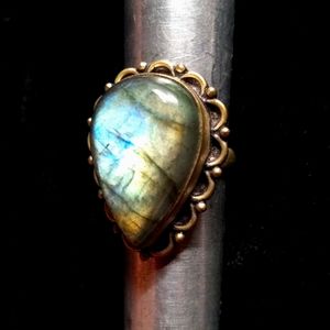 114 NWT Labradorite gemstone crystal 925 silver ring size 7 free shipping sale